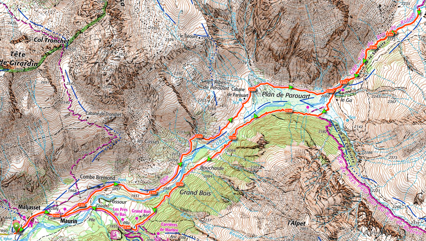 Topo de la randonnée au sources de l'Ubaye