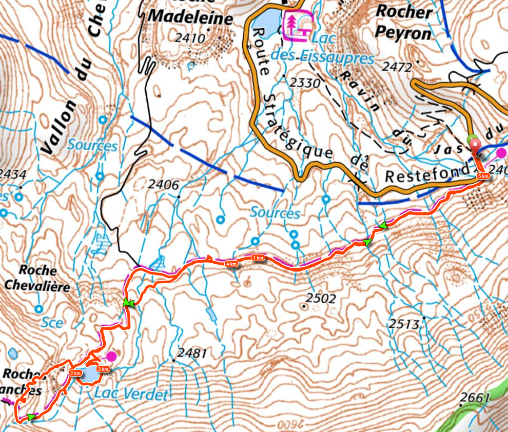 Topo de la randonnée au lac Verdet, dans le parc du Mercantour