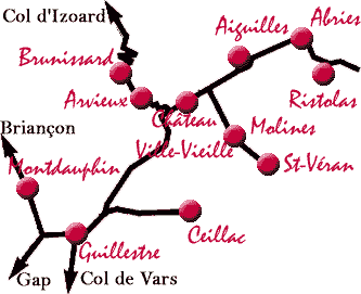 Plan des villages du Queyras