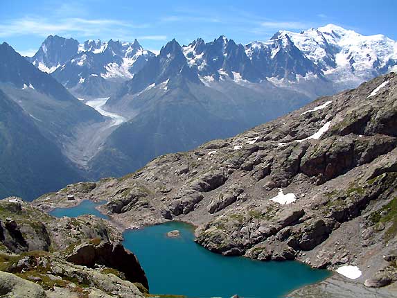 Le triptyque : Lac Blanc, Mer de Glace, Mont-Blanc