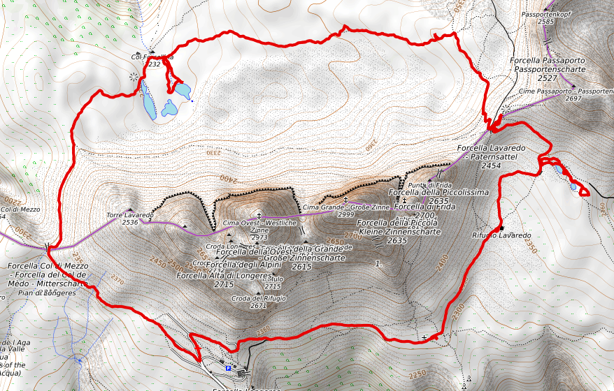 Topo de la boucle des Tre Cime di Lavaredo