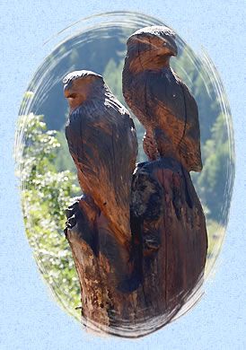 Sculpture en bois au refuge