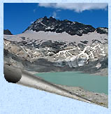 Le lac des sources infrieures au pied des glaciers de l'Arc