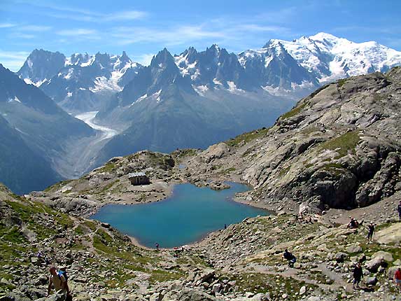 Le triptyque : Lac Blanc, Mer de Glace, Mont-Blanc