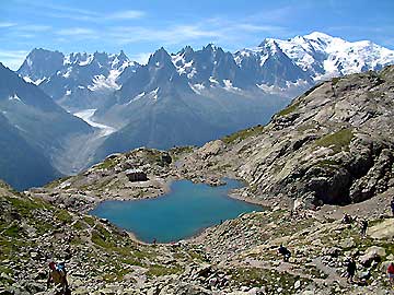 Le triptyque : Lac Blanc, Mer de Glace, Mont-Blanc